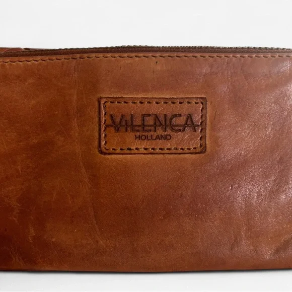 Vilenca Holland Genuine Soft Leather Cognac Basket Weave Vertical Bifold Wallet - Picture 6 of 7